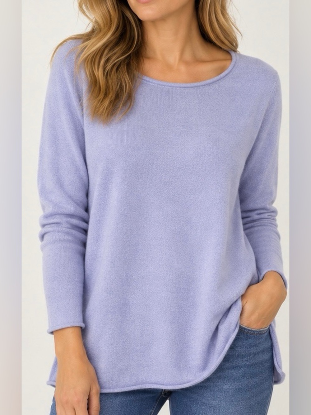 NWOT Lord & Taylor 100% Cashmere Scoop Neck Sweater Lavender XL